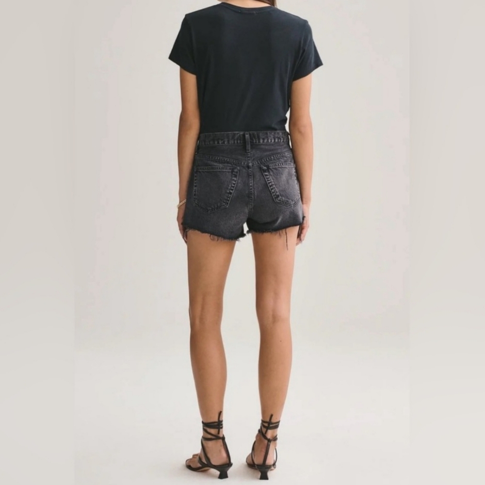 AGOLDE Parker Distressed Raw Hem Vintage Wash Black Denim Jean Shorts 28 - Picture 2 of 14
